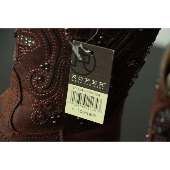 Roper Girls 6 Western Faith Boot Brown Cross Cowgirl Vintage Style Boot - Picture 8 of 10